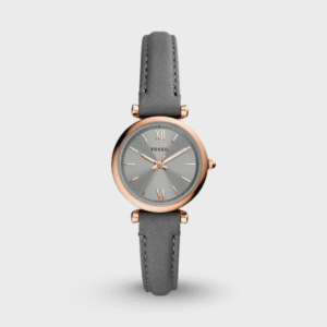 Carlie Mini Three-Hand Grey Leather Watch