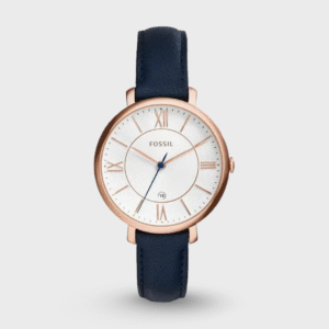 Jacqueline Navy Leather Watch