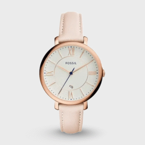 Jacqueline Three-Hand Date Blush Leather Watch
