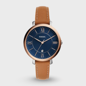 Jacqueline Three-Hand Date Luggage Leather Watch