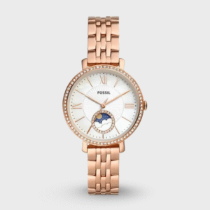 Jacqueline Sun Moon Multifunction Rose Gold-Tone Stainless Steel Watch