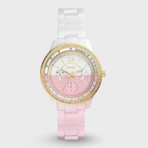 Stella Multifunction Pink and White Ceramic Watch