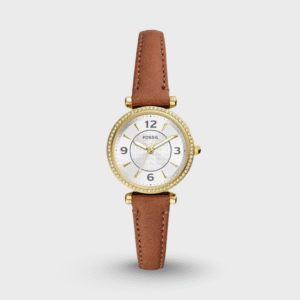 Carlie Three-Hand Medium Brown Leather Watch