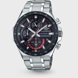 Edifice Men Quartz Black Dial Chronograph Stainless Steel Watch EX487