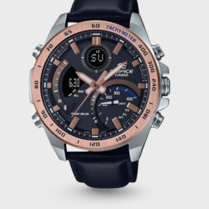 Edifice Men Quartz Black Dial Analog-Digital Leather Watch EX531