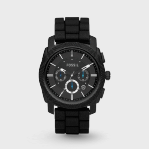 Silicone Machine Chronograph Black Dial for Men