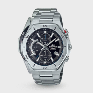 Edifice Men Quartz Black Dial Chronograph Stainless Steel Watch EX550