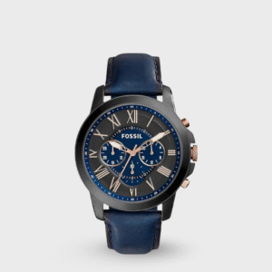 Fossil Grant Chronograph Navy Leather Watch