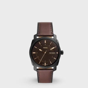 Fossil Machine Three-Hand Date Brown Leather Watch