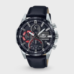 Edifice Men Quartz Black Dial Chronograph Leather Watch ED549