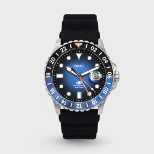 Fossil Blue GMT Black Silicone Watch