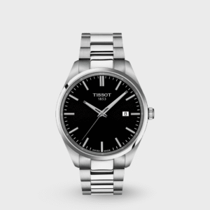 PR 100 Men Quartz Black Dial Analog Stainless Steel Watch