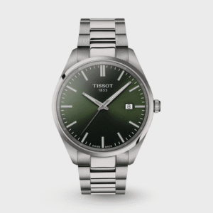 PR 100 Men Quartz Green Dial Analog Stainless Steel Watch