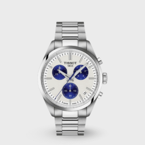 Pr 100 Men Quartz White Dial Chronograph Stainless Steel Watch