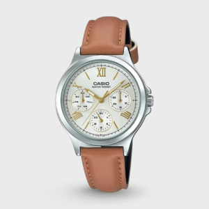 Enticer Women Quartz White Dial Multi-Function Leather Watch A1703