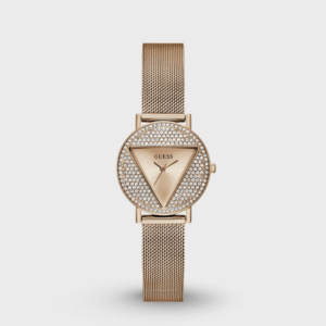 Mini Iconic Women Quartz Rose Gold Dial Analog Mesh Watch