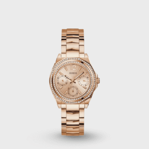 Dress Women Quartz Rose Gold Dial Multi-Function Stainless Steel