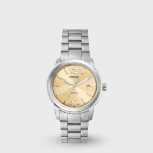 Heritage Men Quartz Gold Dial Analog Stainless Steel Watch