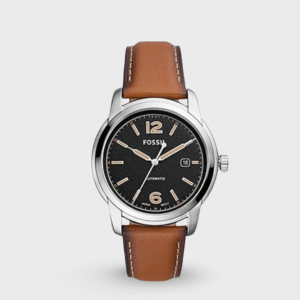 Heritage Men Quartz Black Dial Analog Leather Watch