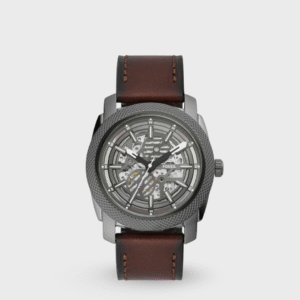 Machine Men Automatic Grey Dial Analog Leather Watch