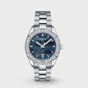 PR 100 Women Quartz Black Mother Of Pearl Dial Analog Stainless Steel