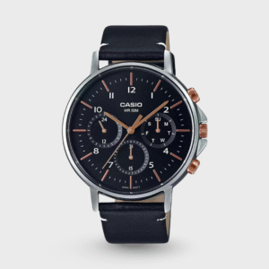 Enticer Men Quartz Black Dial Chronograph Leather Watch A1847