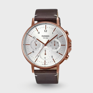 Enticer Men Quartz White Dial Chronograph Leather Watch A1850