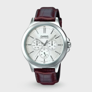 Enticer Men Quartz White Dial Multi-Function Leather Watch A1177