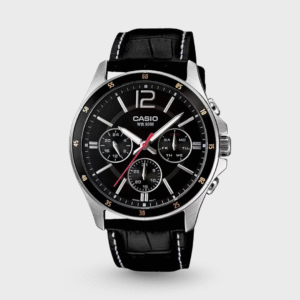 Enticer Men Quartz Black Dial Chronograph Leather Watch A834