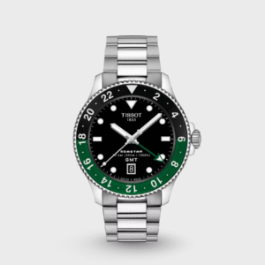 Seastar 1000 Men Quartz GMT Black Dial Analog Stainless Steel Watch