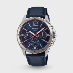 Enticer Men Quartz Blue Dial Chronograph Leather Watch A1889