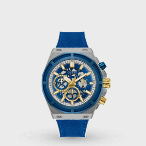 Men Quartz Blue Dial Chronograph Silicone Watch