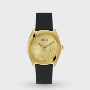 Guess Cubed Women Champagne Round Dial Analog Watch