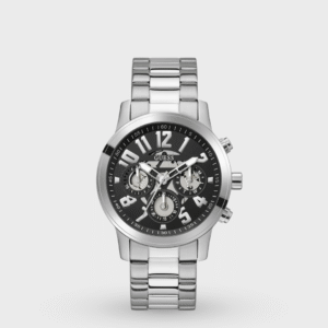 Men Quartz Black Dial Analog Stainless Steel Watch